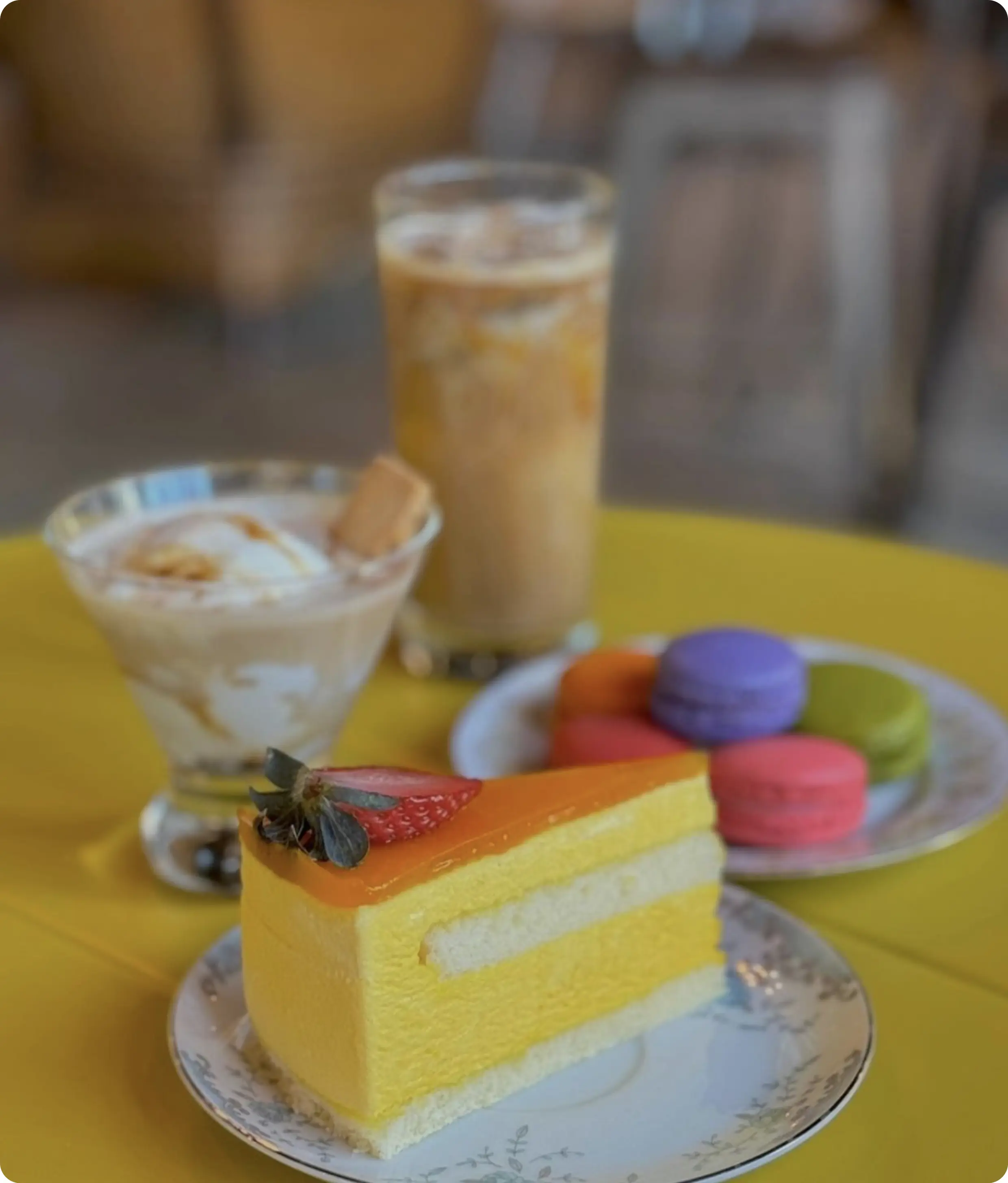 image of cake a drink from seoul blues cafe